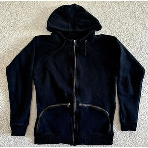 Ch. Carolina Herrera Jacket Hoodie Black Zip Pockets‎ Cotton